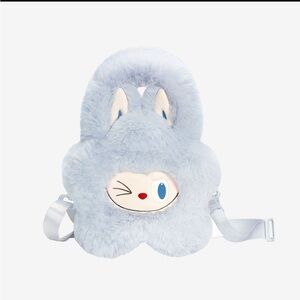 NEW 🩵 Labubu Flower Bag 🩵 in silver blue sherpa Pop Mart purse soft rare